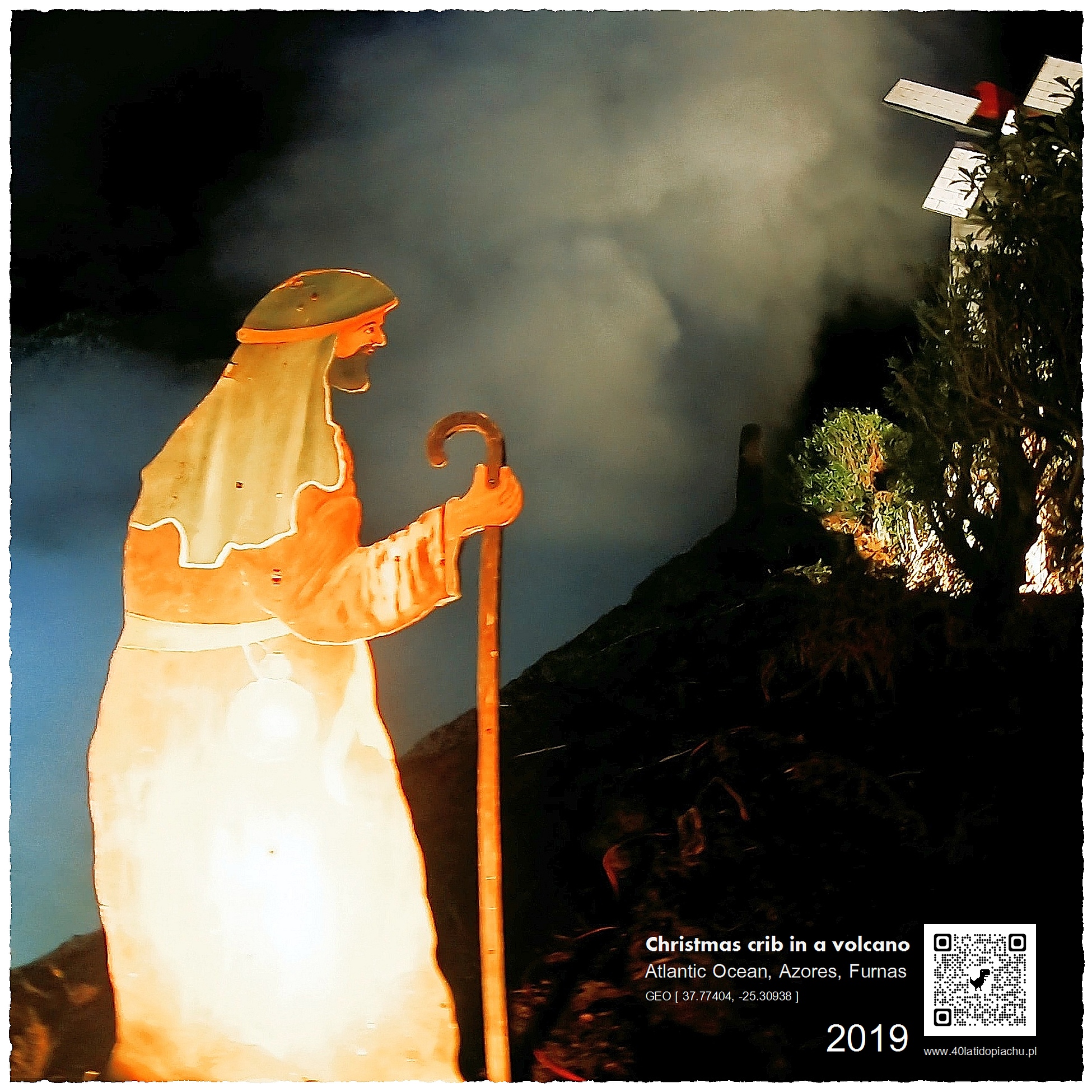 Azory, szopka bożonarodzeniowa w wulkanie we wsi Furnas