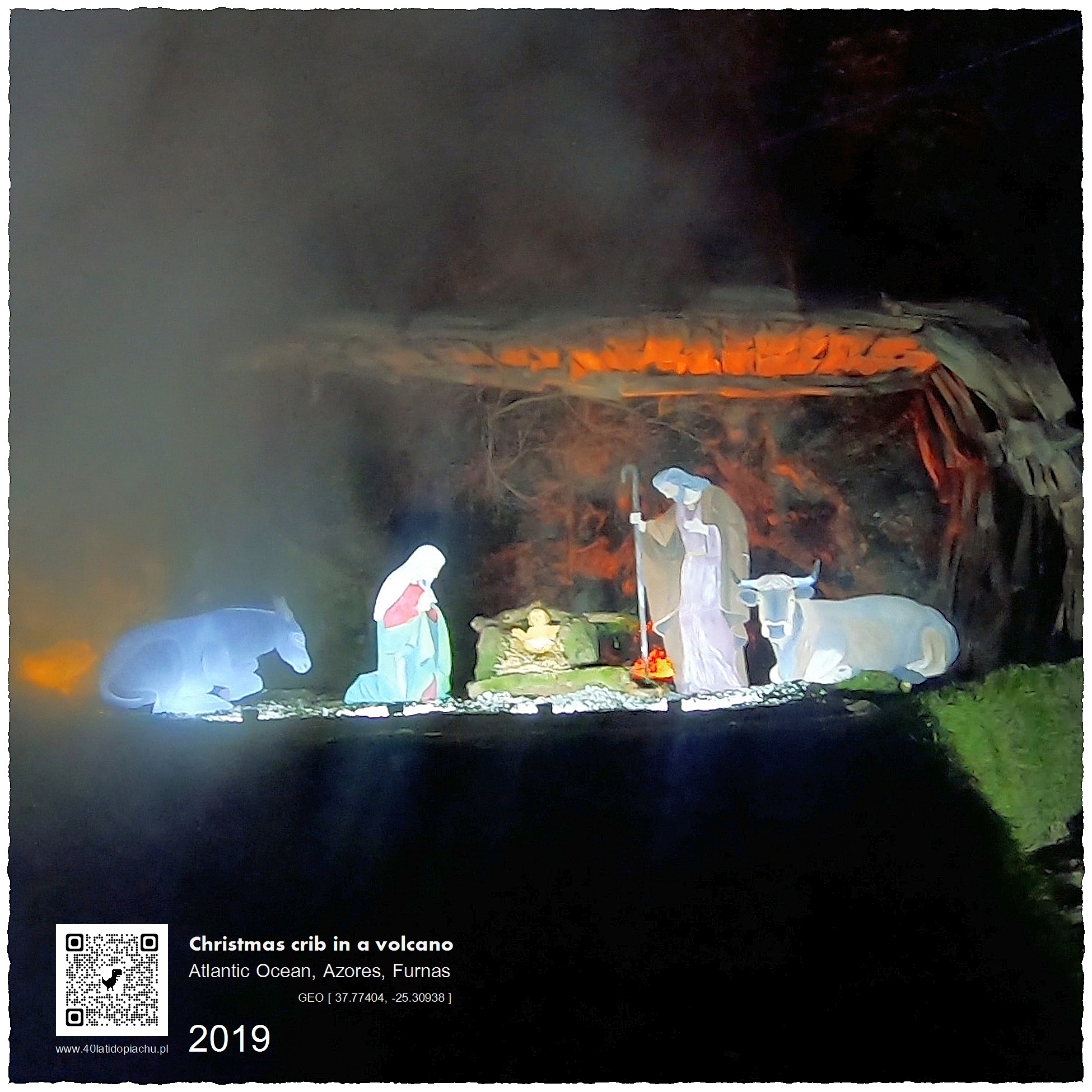 Azory, szopka bożonarodzeniowa w wulkanie we wsi Furnas