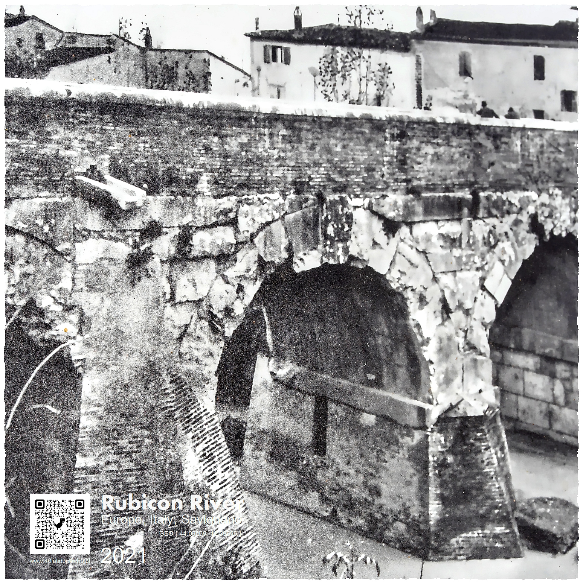 Włochy most na rzece Rubicon stare zdjęcie